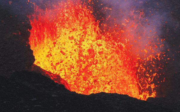 Lava spitting out of a volcano