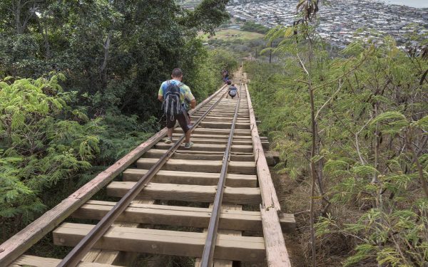 Downhill wooden railway